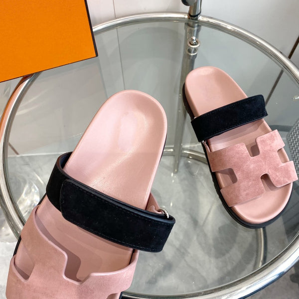 Cyprus Sandal Suede Rosa Chapas / Nero