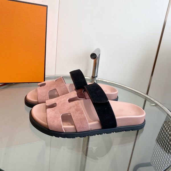 Cyprus Sandal Suede Rosa Chapas / Nero