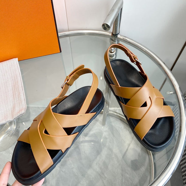 Sandalo Genius Slingback in pelle di vitello marrone chiaro