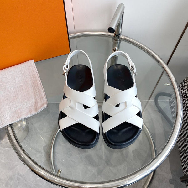 Sandalo Genius Slingback in pelle di vitello bianca