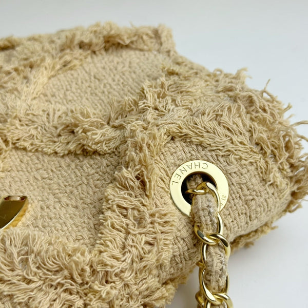 Classic Flap Bag 27cm Beige Woven Linen