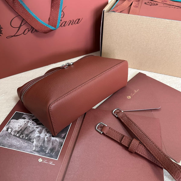 EXTRA POCKET L19 IN PELLE DI VITELLO ROSSO GRANATO CON FERRAMENTA ARGENTATA