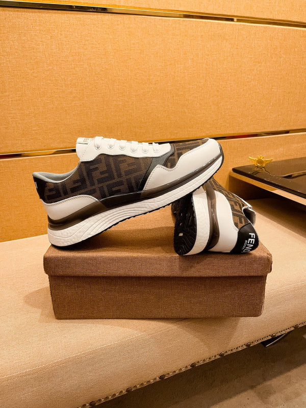 CD SALVATORE FERRAGAMO SNEAKER WHITE AND BROWN JACQUARD