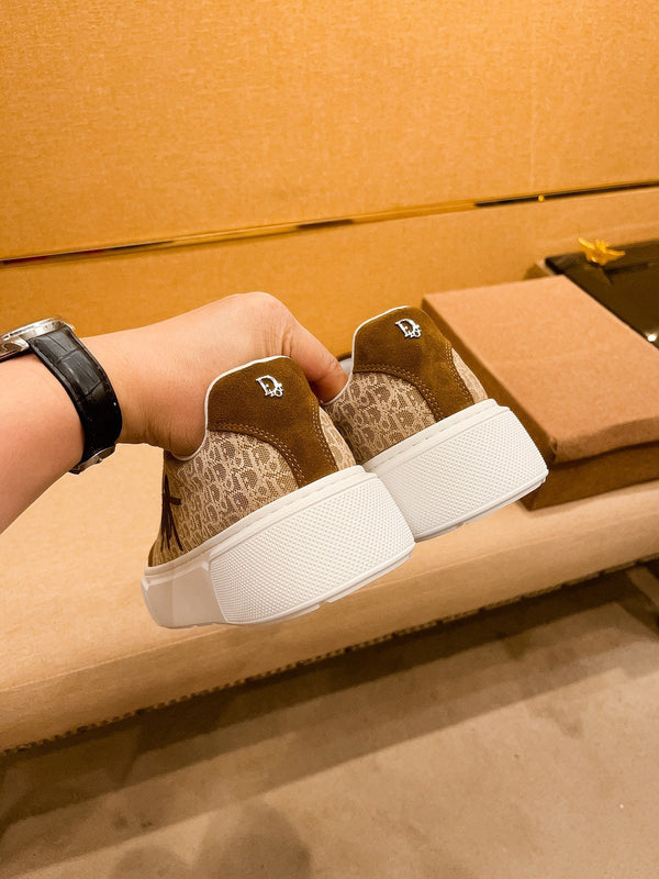 CD HOMME THICK-SOLE SNEAKERS BROWN JACQUARD