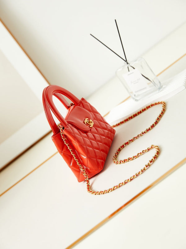 cc 24a nano 19cm kelly shopper bag hot orange lambskin