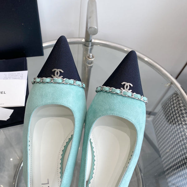 cc slingback pumps 45 sky blue seude black grosgrain point toe 582853