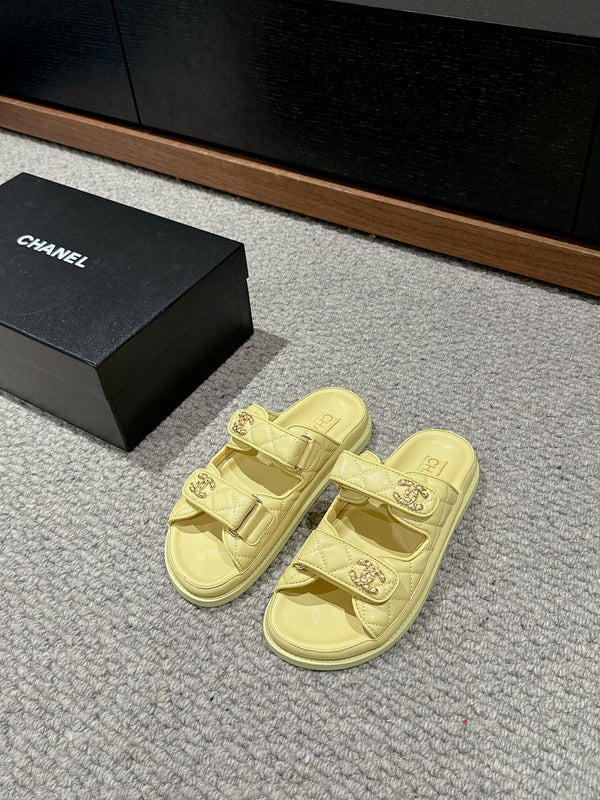 cc dad sandal mule pastel yellow calfksin