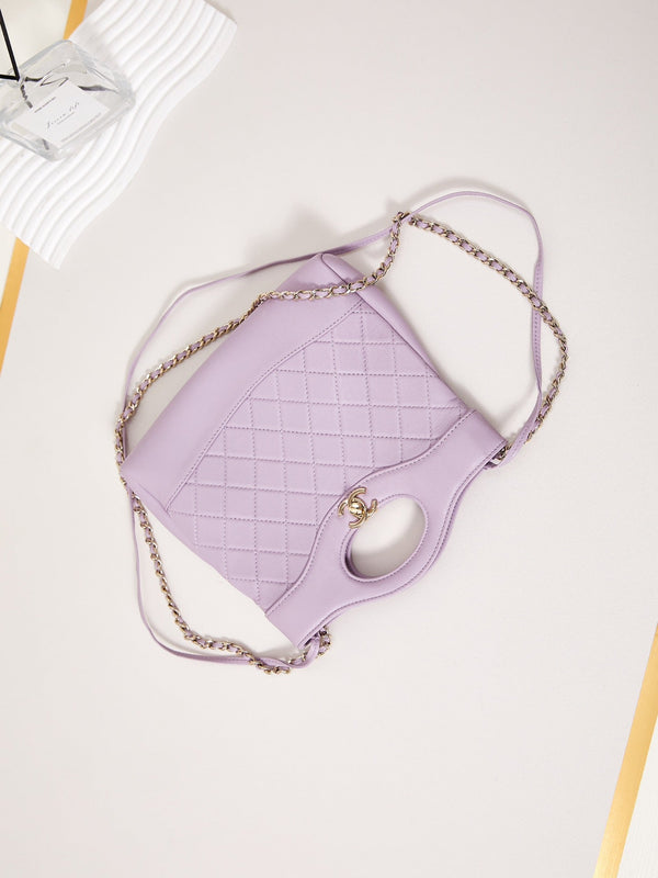 cc 24s31 mini shopping bag 22cm light pink lambskin gold hardware