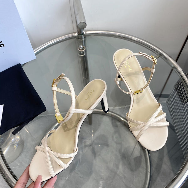 TACCO ALTO 65MM IN PELLE DI VITELLO BEIGE CREMA