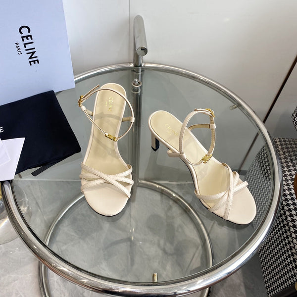 TACCO ALTO 65MM IN PELLE DI VITELLO BEIGE CREMA