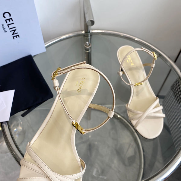 TACCO ALTO 65MM IN PELLE DI VITELLO BEIGE CREMA