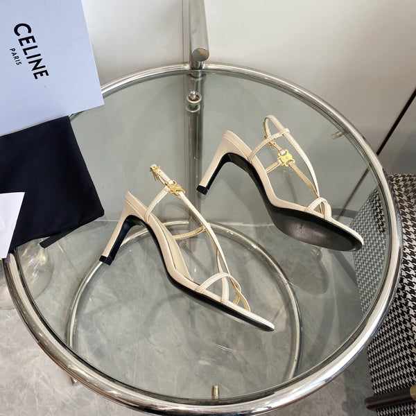 HIGH HEEL SANDAL 65MM IN BEIGE CREAM CALFSKIN