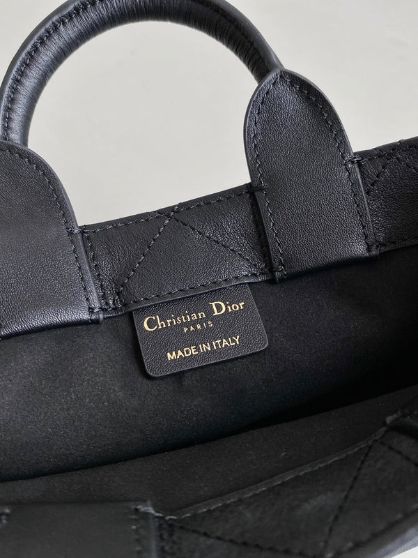 MINI BOOK TOTE 21 NERO MACROCANNAGE PELLE DI VITELLO