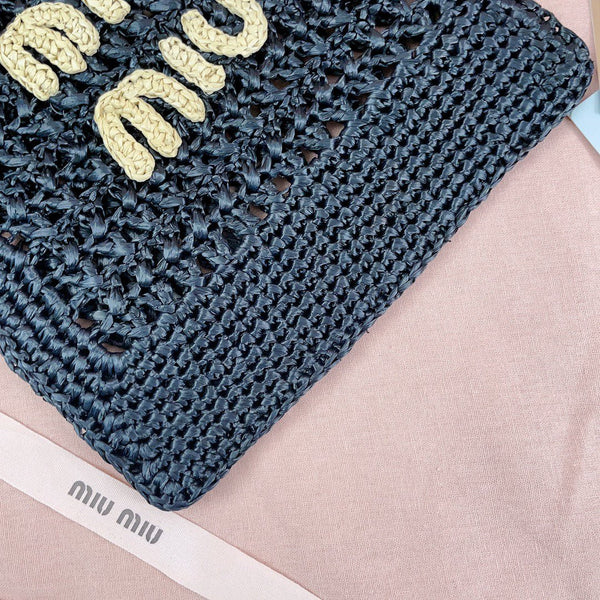 miu bucket bag 20cm black woven fabric