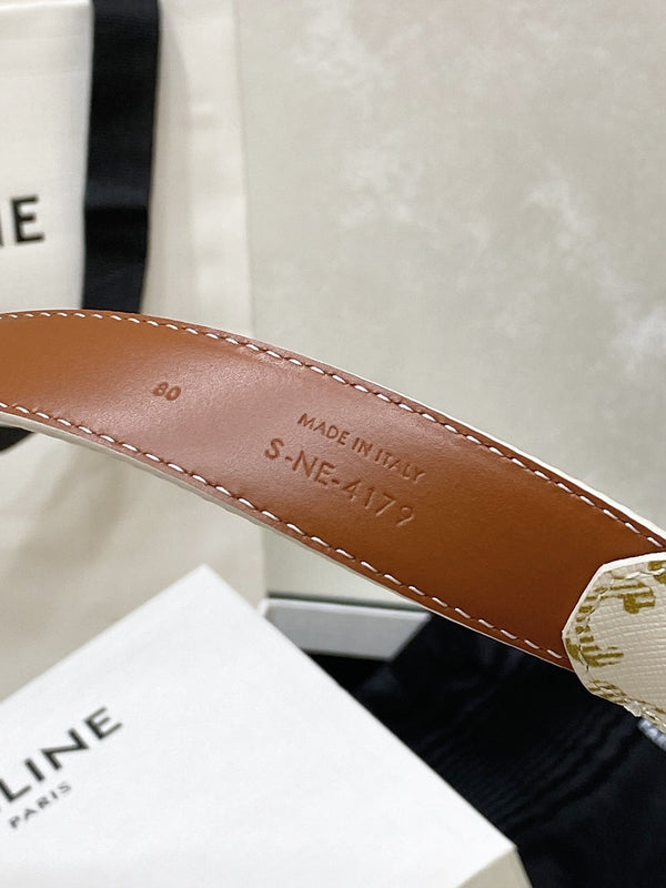 Cintura CEL Triomphe media in pelle Taurillon Monogram bianca 175193