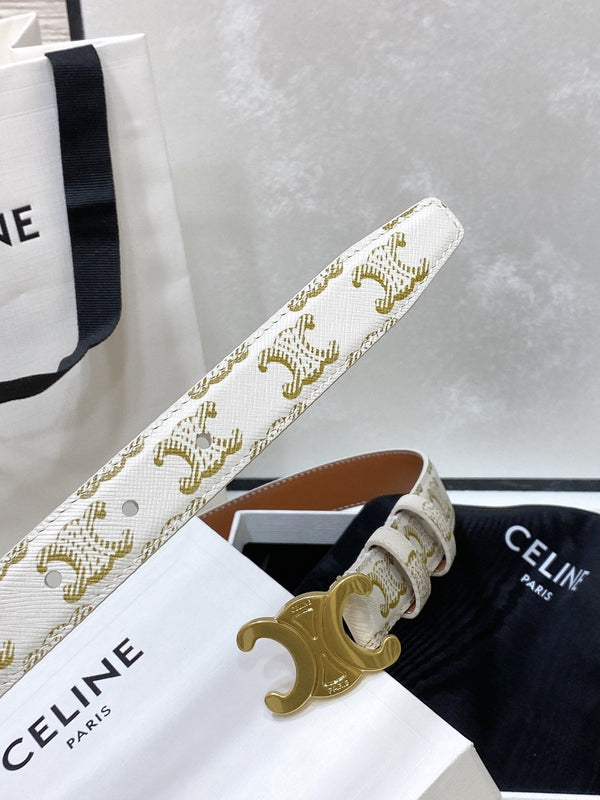 Cintura CEL Triomphe media in pelle Taurillon Monogram bianca 175193