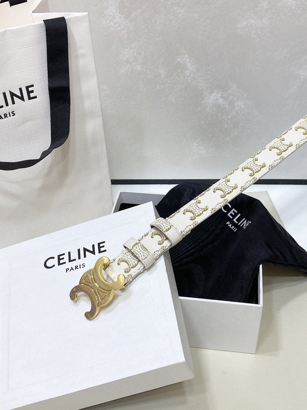 Cintura CEL Triomphe media in pelle Taurillon Monogram bianca 175193