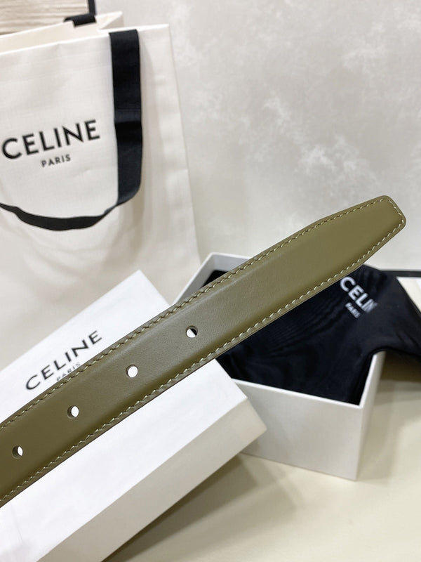 CEL 25mm Medium Triomphe Belt in Taurillon Dark Green Leather 175194