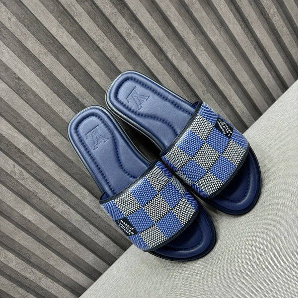 LV VENICE MULE SLIPPERS NAVY BLUE DAMIER