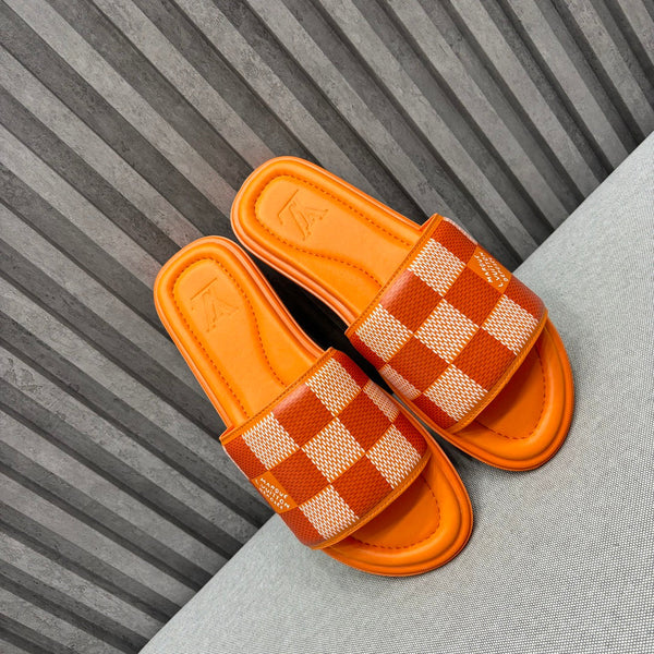 LV VENICE MULE SLIPPERS TIGER ORANGE DAMIER