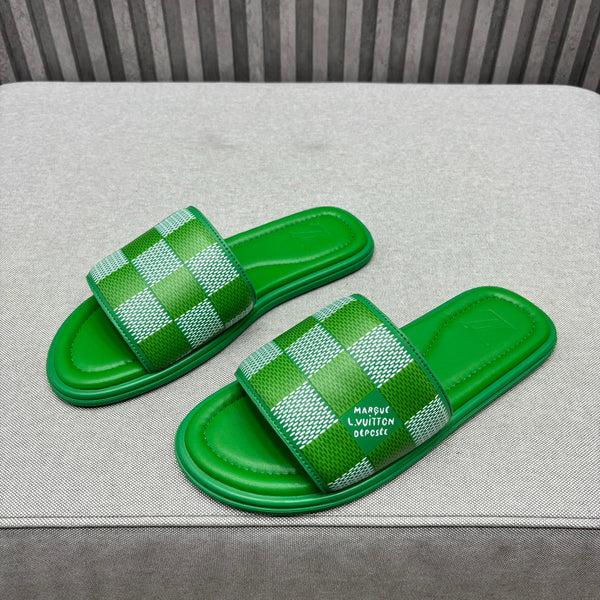 LV VENICE MULE SLIPPERS KELLY GREEN DAMIER