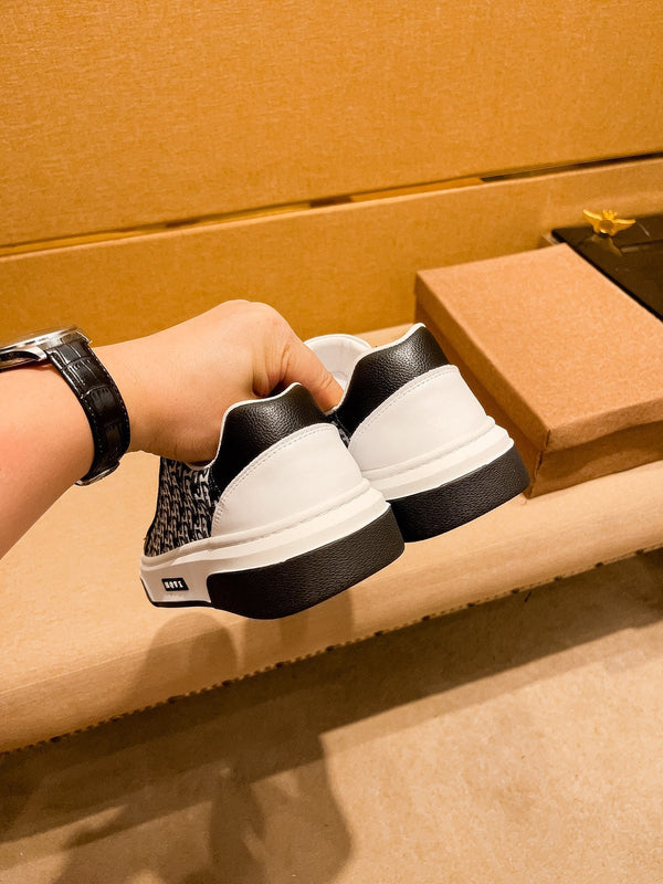 CD LOW TOP SNEAKER WHITE AND BLACK CALFSKIN