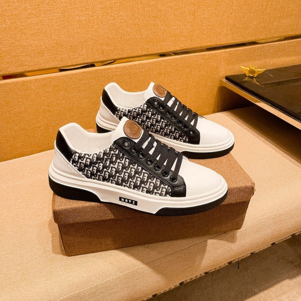 CD LOW TOP SNEAKER WHITE AND BLACK CALFSKIN