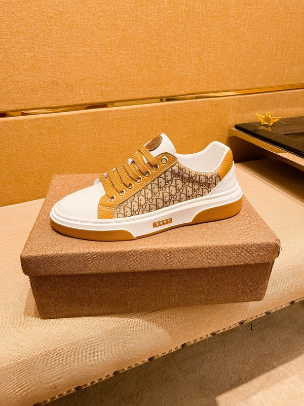 CD LOW TOP SNEAKER BRONZE AND WHITE CALFSKIN
