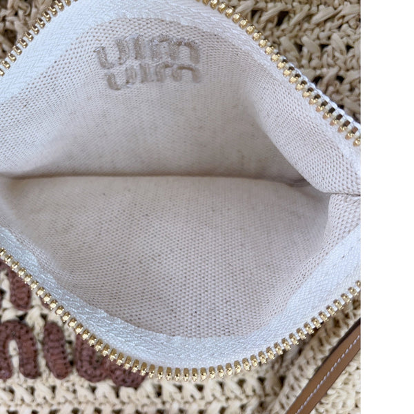 miu hobo bag 31cm beige woven fabric