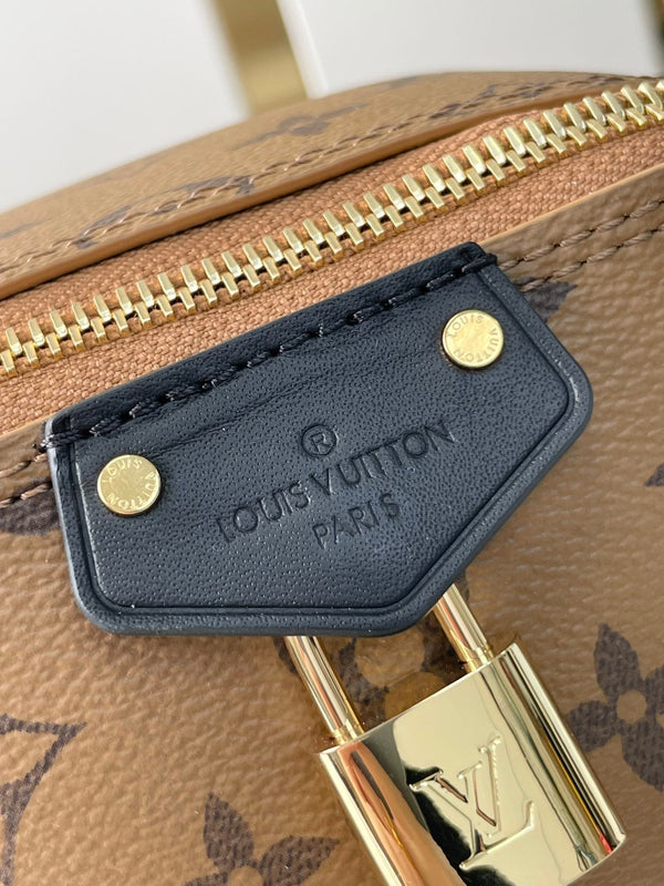 PER QUALSIASI COSA 14 IN TELA ROVESCIATA CON MONOGRAMMA MARRONE E FERRAMENTA ORO