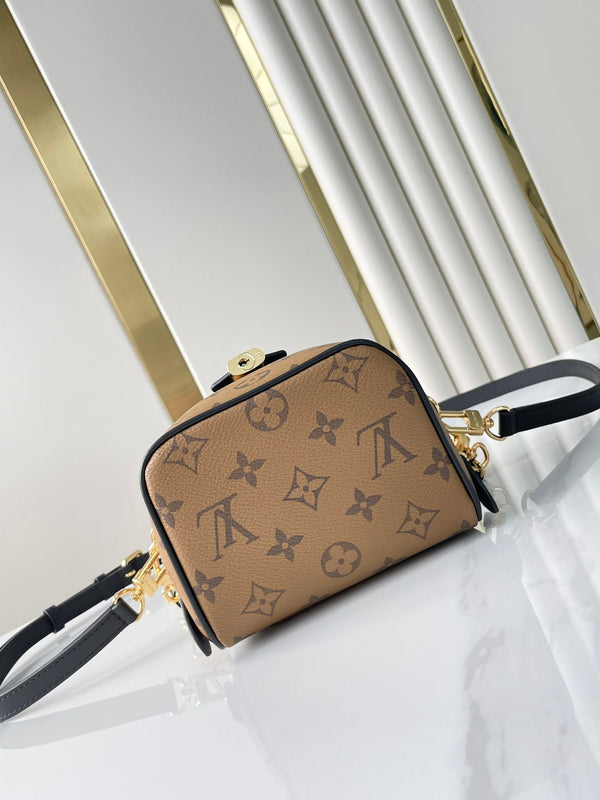 PER QUALSIASI COSA 14 IN TELA ROVESCIATA CON MONOGRAMMA MARRONE E FERRAMENTA ORO