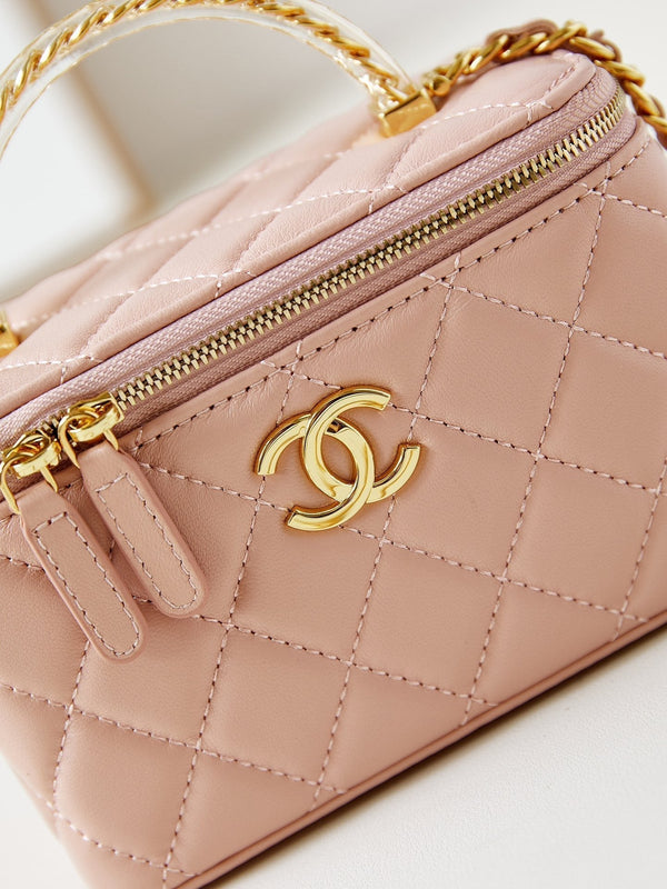 24a vanity 17cm pelle di agnello color carne hardware dorato