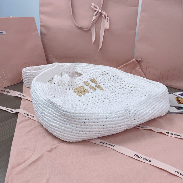miu hobo bag 31cm white woven fabric