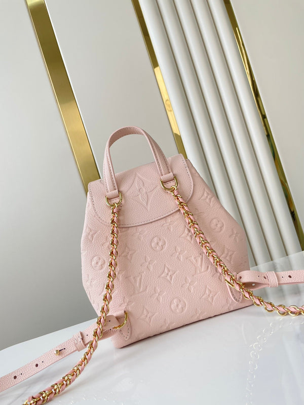 ZAINO DI RISERVA 22 IN PELLE CON STAMPA MONOGRAMMA ROSA CHIARO