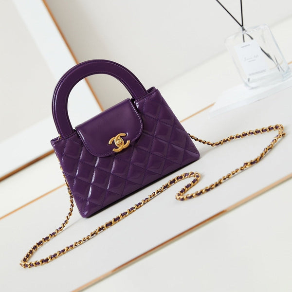 cc 24a nano 19cm kelly shopper bag purple lambskin