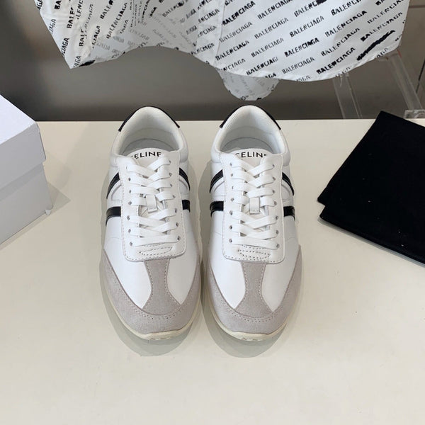 JOGGER LOW LACE-UP SNEAKER IN CALFSKIN & SUEDE CALFSKIN OPTIC WHITE/GREY/BLACK