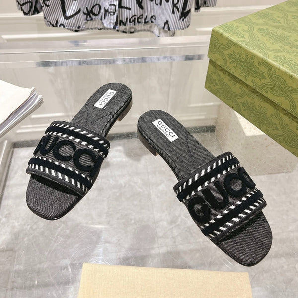 Ciabatte GG con doppia G intrecciata nere