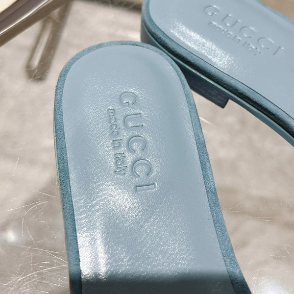 GG  Interlocking double G hollow slippers Orchid Purple Blue