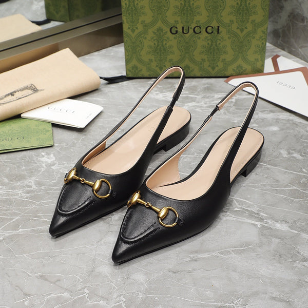 GG Slingback Flat Sandals black