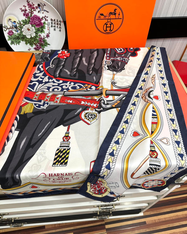 Carré Harnais De Cœur Scarf 90 CM In Colorful Silk  236222