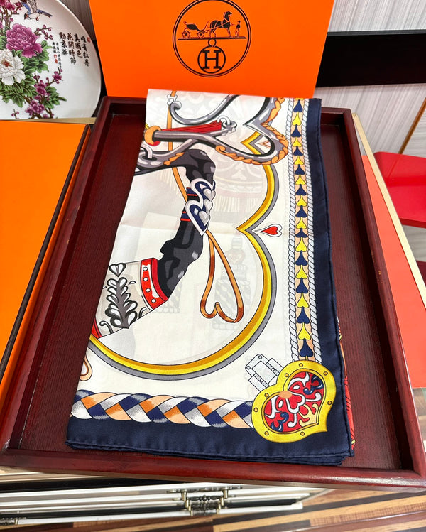 Carré Harnais De Cœur Scarf 90 CM In Colorful Silk  236222