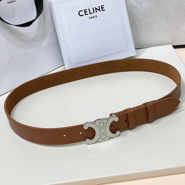 CL LARGE 30 MM TRIOMPHE BELT IN BRONZE BROWN SILVER HARDWARE