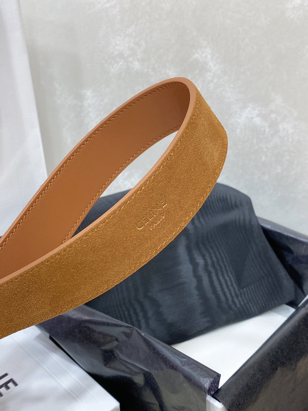 CEL Gold Buckle Belt 30mm Brown Calfskin 176406