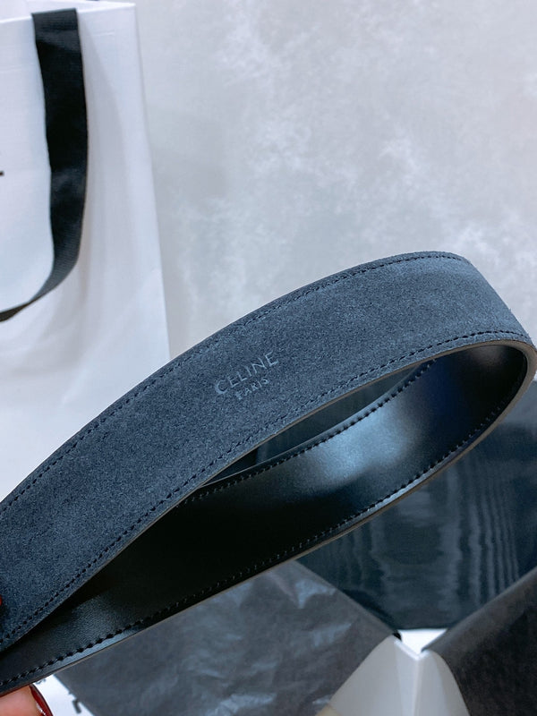 CEL Silver Buckle Belt 30mm Black Calfskin 176404