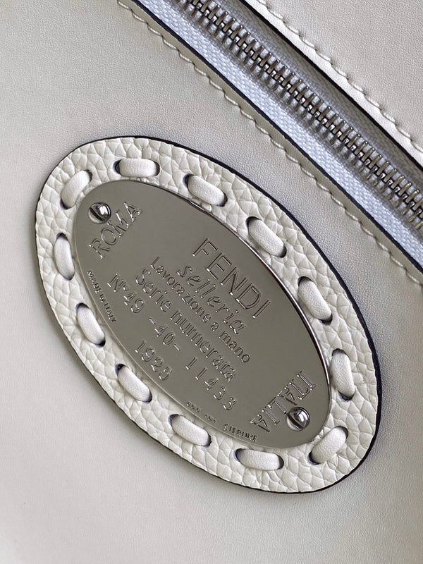 Fend Baguette 27 Bag White Calfskin Shw