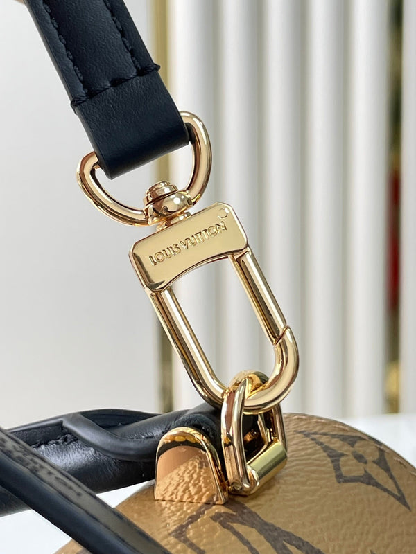 TILSITT 24 IN TELA CON MONOGRAMMA MARRONE E MONOGRAMMA RETRO FIBBIA ORO