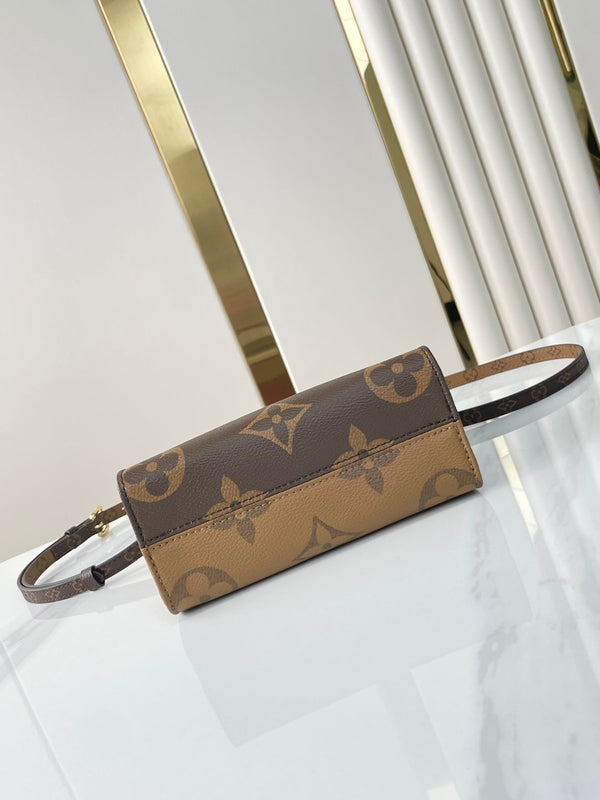 ONTHEGO BB 18 IN TELA MONOGRAMMA MARRONE E RETRO MONOGRAMMA