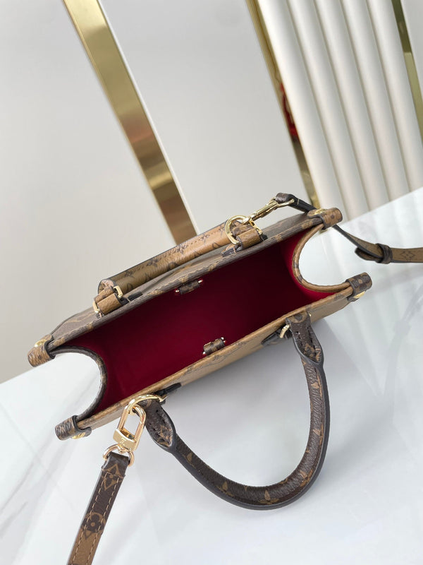 ONTHEGO BB 18 IN TELA MONOGRAMMA MARRONE E RETRO MONOGRAMMA