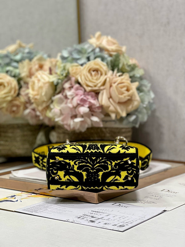 CD Flame Yellow 17 Lady Dior Bag Canvas 336745