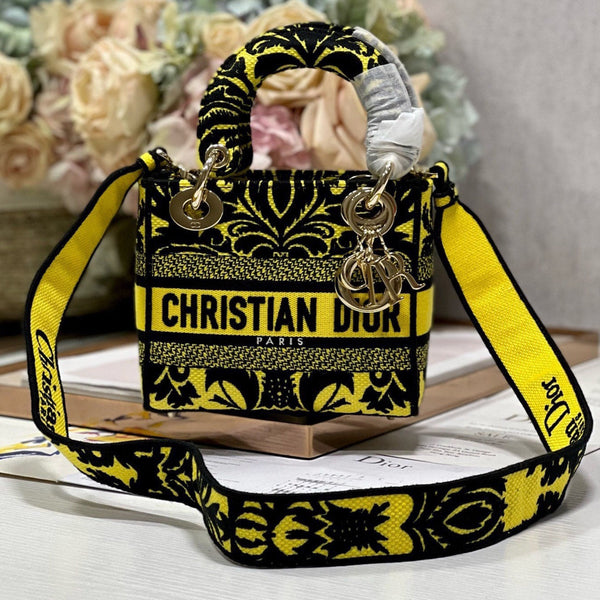 CD Flame Yellow 17 Lady Dior Bag Canvas 336745